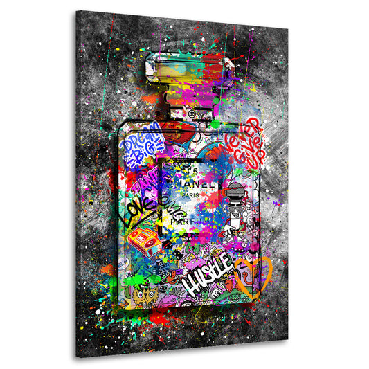Wandbild Kunstwerk Pop Art Graffiti Street Art Parfümflasche Luxus