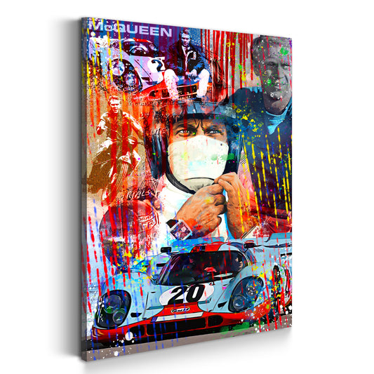 Wandbild Kunstwerk Street Art Steve Rennfahrer