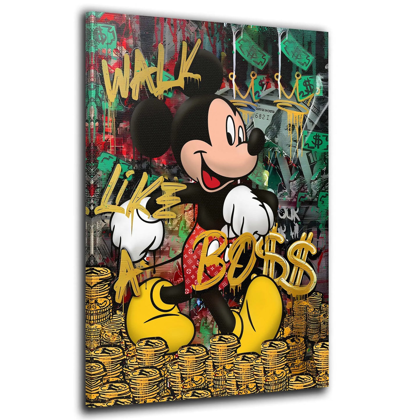 Mickey Walk Like A Boss Pop Art, Comic Wandbild Kunstwerk