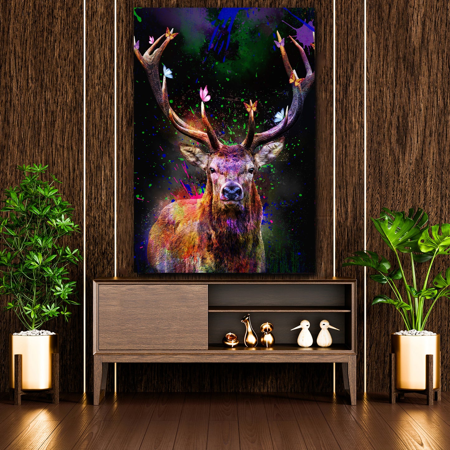 Hirsch Abstract Colour Wandbild Kunstwerk