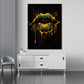 Wandbild Kunstwerk Abstract Golden Lips, Pop Art