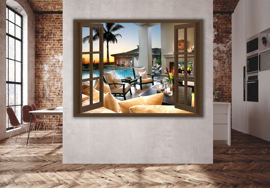 Wandbild Kunstwerk Fenster Veranda View Style, Motivation