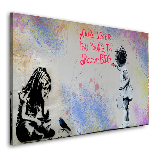 Street Art Girls Dream Big Wandbild Kunstwerk